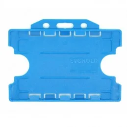 RDSL-Light Blue 100 Portabadge azzurri in plastica riciclata rigida  orizzontali, doppio lato, Evohold