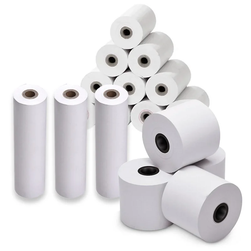 Rotoli di carta termica per etichette adesive di colore bianco per